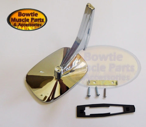 1968–72 Chrome Door Mirror Pair Show Quality Chrome Ribbed Base Camaro Firebird