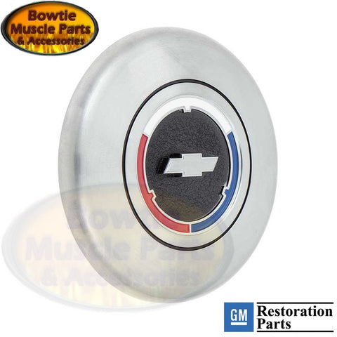 63–70 Chevy Wood/Comfort Grip Steering Wheel Horn Button – Bowtie – 3945461