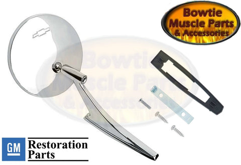 Bowtie Logo Door Mirror – Chrome GM Licensed 67 Camaro 68 Impala Nova Chevy II