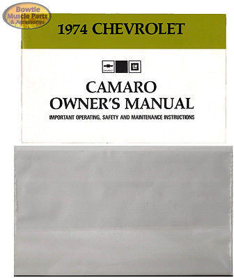 1974 74 Camaro RS Z28 Factory Owners Manual Owner's with Storage Bag Pouch