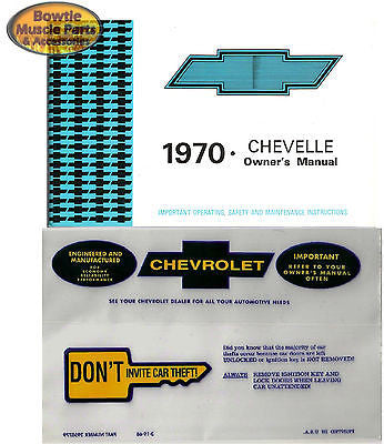 1970 70 CHEVELLE  EL CAMINO WAGON FACTORY OWNERS OWNER'S MANUAL with POUCH BAG