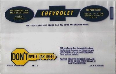 67 CAMARO FACTORY OWNERS MANUAL WITH STORAGE POUCH