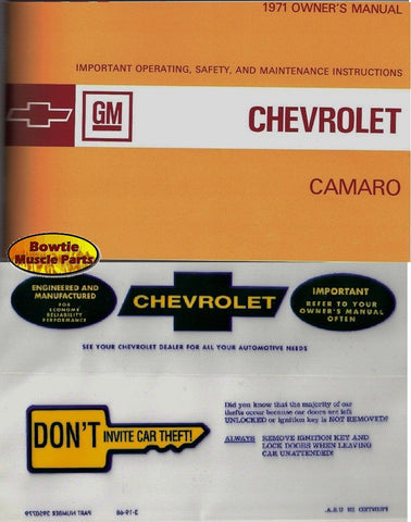 1971 71 Camaro Factory Owners Manual with Storage Bag