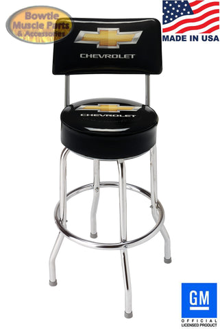 CHEVROLET BAR STOOL COUNTER SHOP WITH BACK REST MADE IN USA!