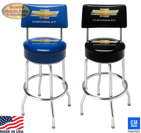 CHEVROLET BAR STOOL COUNTER SHOP WITH BACK REST MADE IN USA!