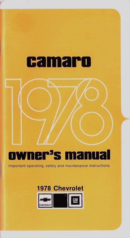 1978 78 Camaro Factory Owners Manual