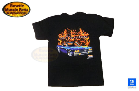 68 69 70 71 72 CHEVY EL CAMINO SS FLAME T-SHIRT BLACK TEE SHIRT GM LICENSED