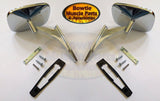 1968–72 Chrome Door Mirror Pair Show Quality Chrome Ribbed Base Camaro Firebird