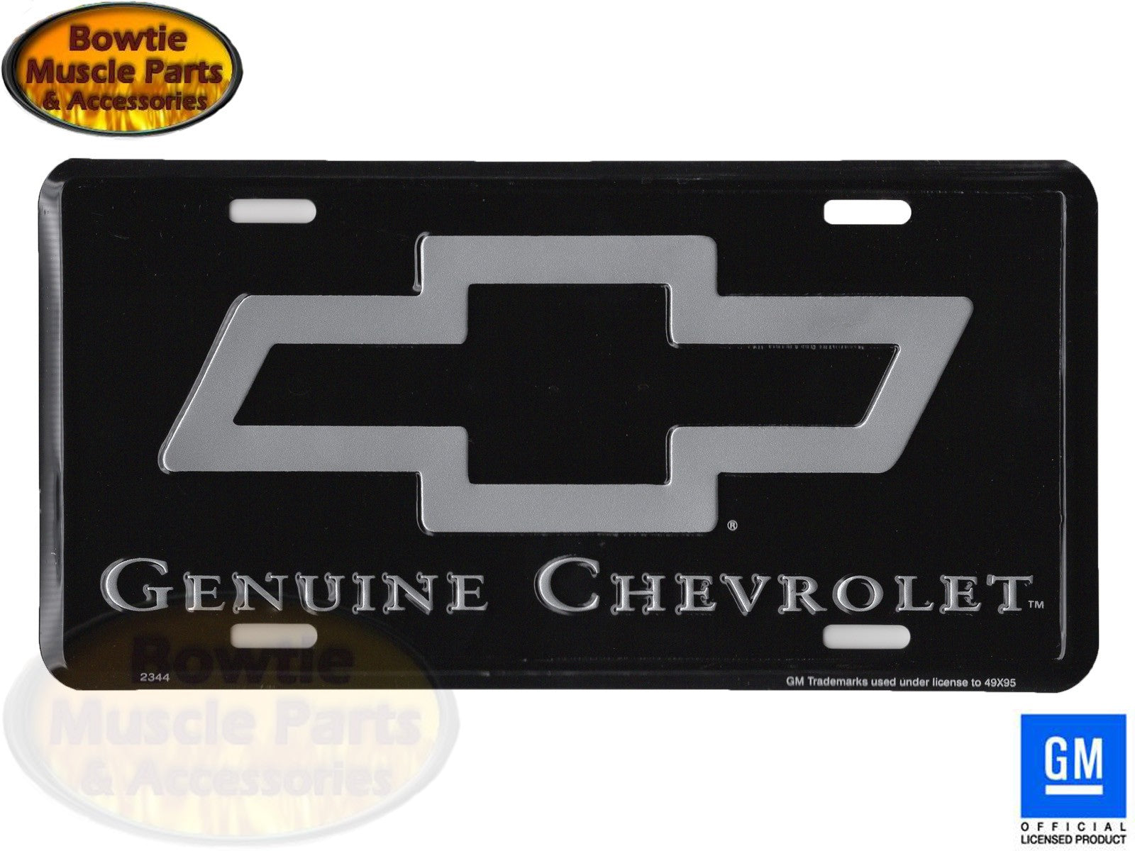 Genuine Chevrolet License Plate – Embossed Aluminum Black Background GM Licensed
