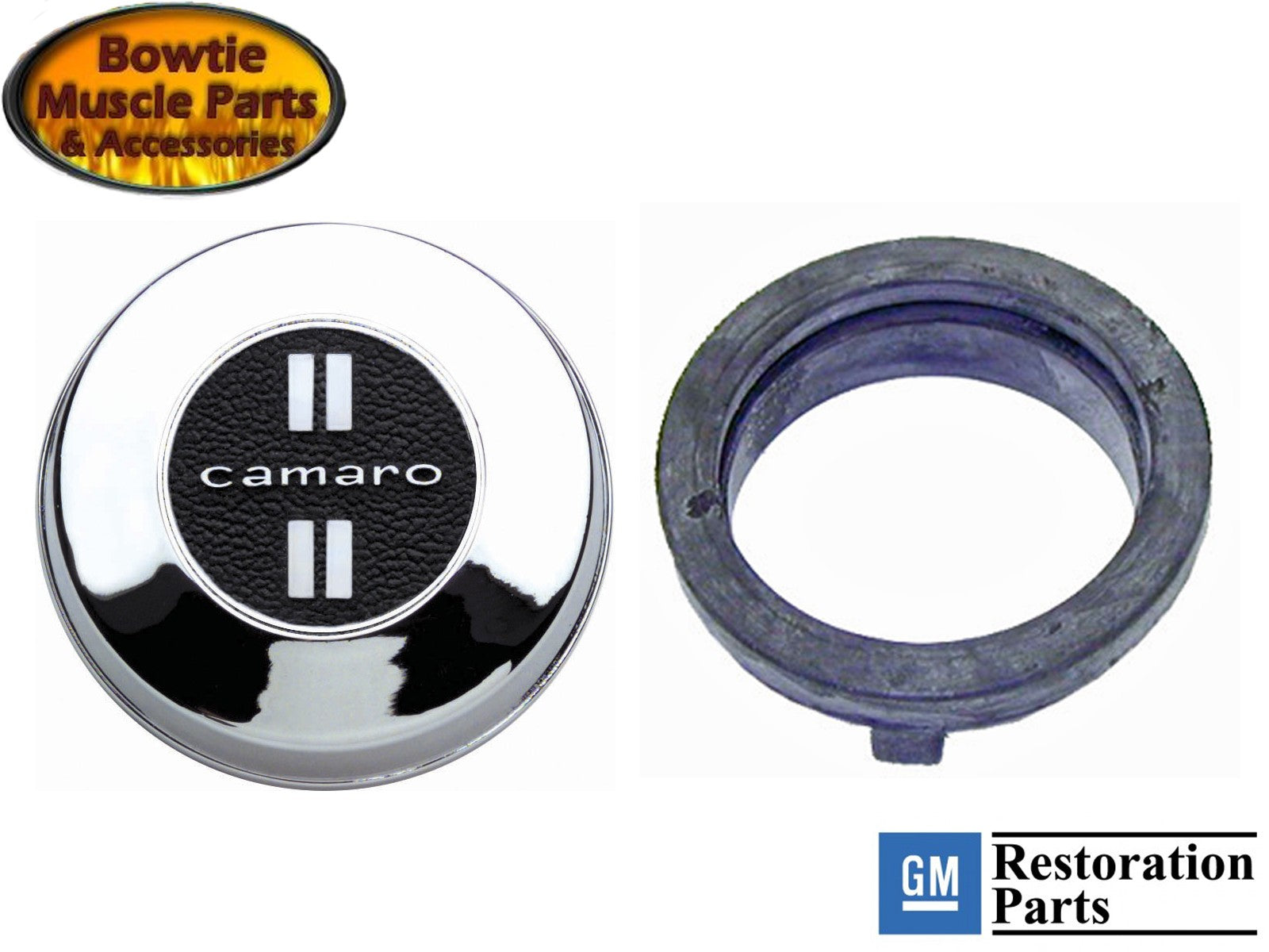 67 Camaro Steering Wheel Horn Cap w/ Mounting Ring – Std/Deluxe Chrome Repro
