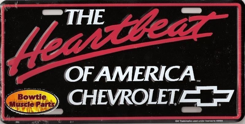 Heartbeat of America Chevrolet License Plate – GM Licensed Aluminum Vanity Tag
