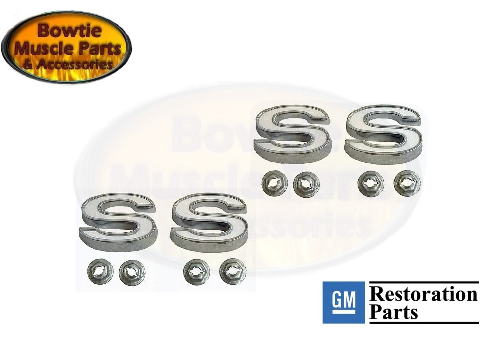 1969–72 Camaro SS Fender Emblems Chrome Die‑Cast GM Licensed 3953634 Both Sides