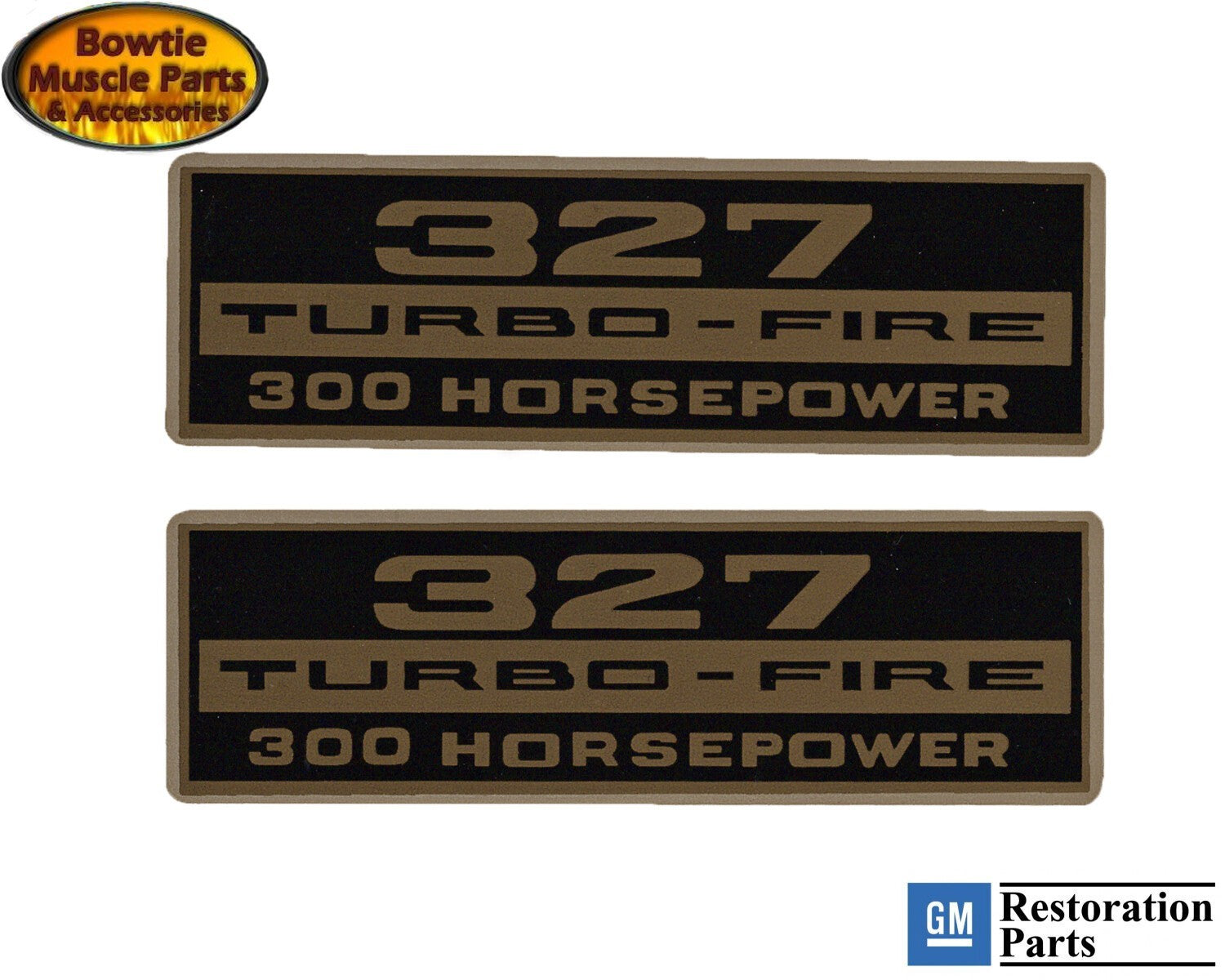 327 Turbo‑Fire 300HP Water‑Activated Valve Cover Decal Pair – 62–66 Corvette