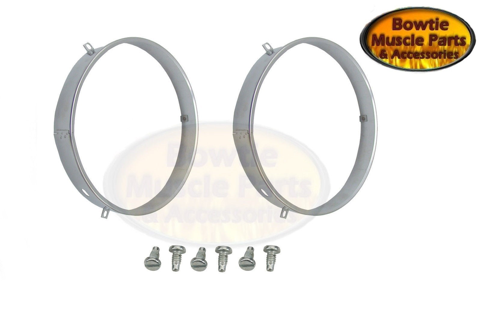 62–69 Camaro Nova Corvette 7" Headlight Retainer Rings w/ Special Screws – Pair