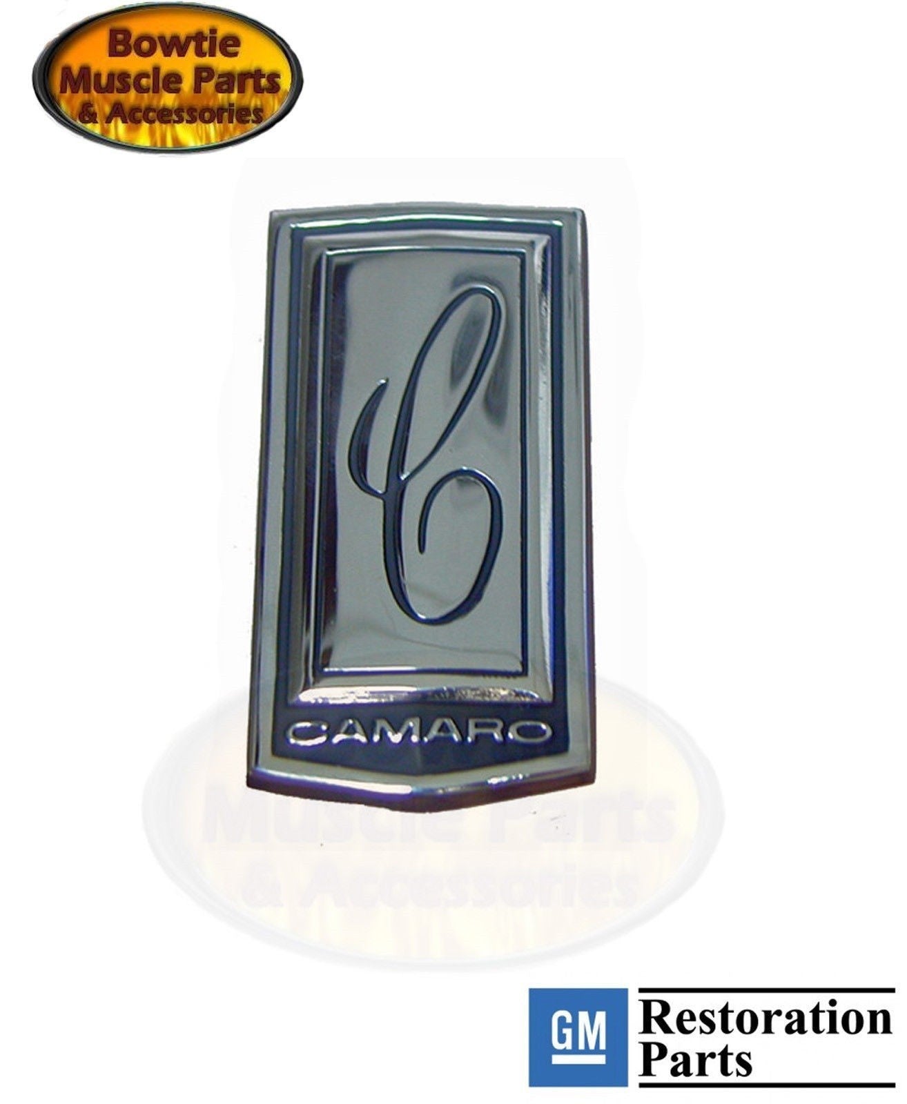 1970 Camaro Front Header Panel Emblem Chrome Diecast GM 3981899 3982037