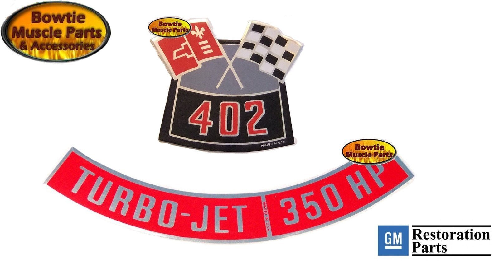 402 (396) 350HP Engine Decal Set – 70 Chevelle Camaro Nova Impala Printed in USA