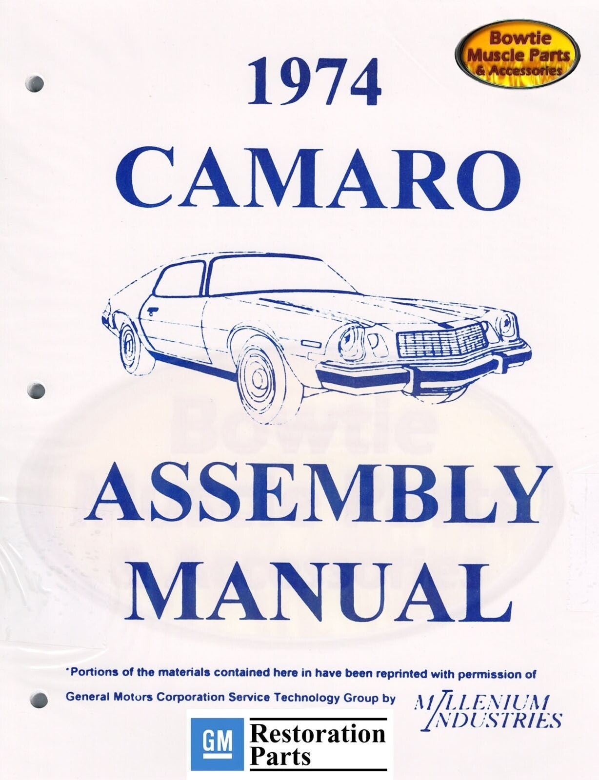 1974 Camaro Factory Assembly Manual – 394 Pages – RS Type LT Z/28 Restoration