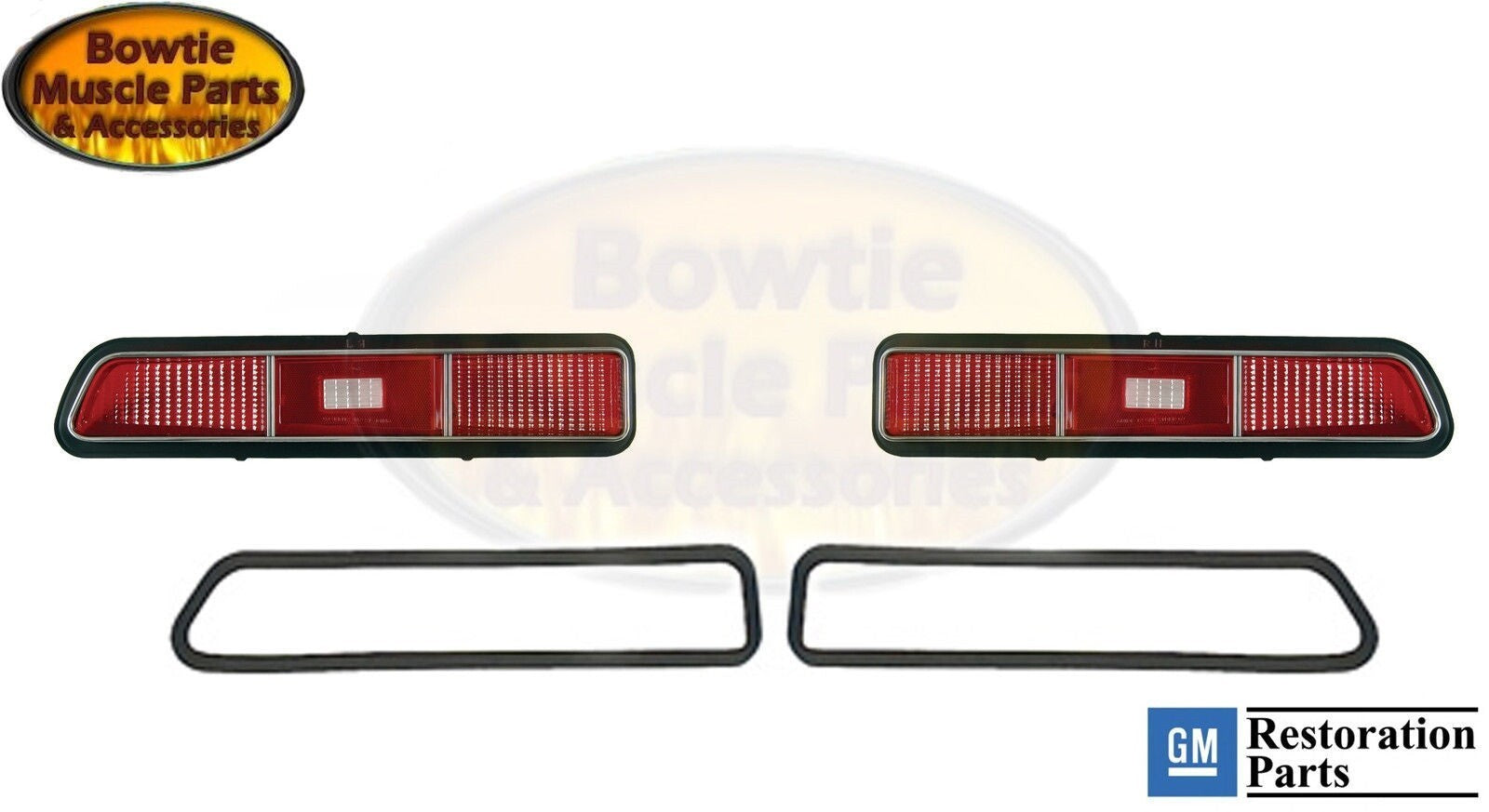 69 Camaro Std Tail Light Lenses w/ Stainless Trim & OE Seals – GM Licensed