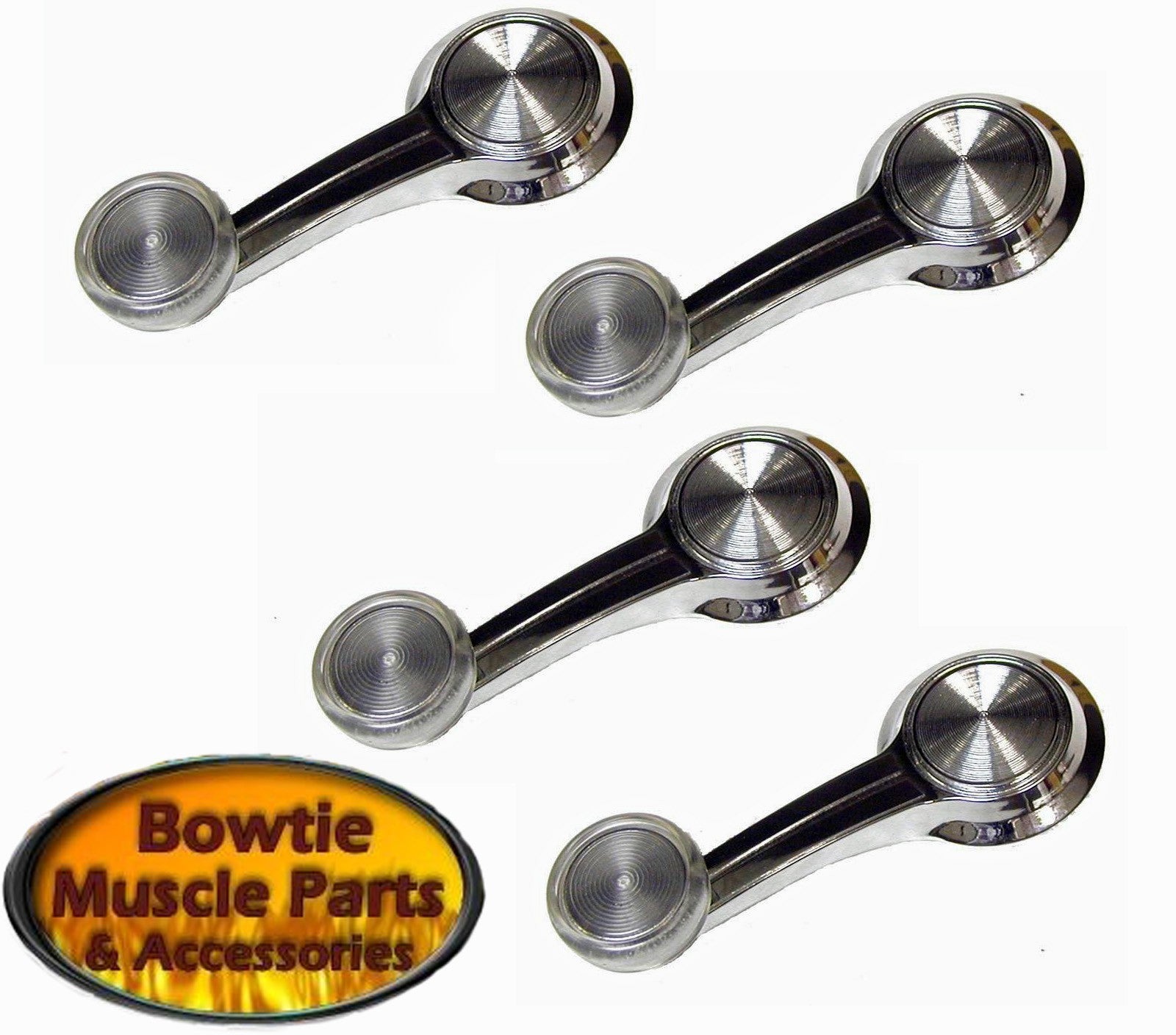 65–67 GM Window Crank Set Clear Knob Camaro Chevelle Nova Firebird GTO Chevy II - Set of 4