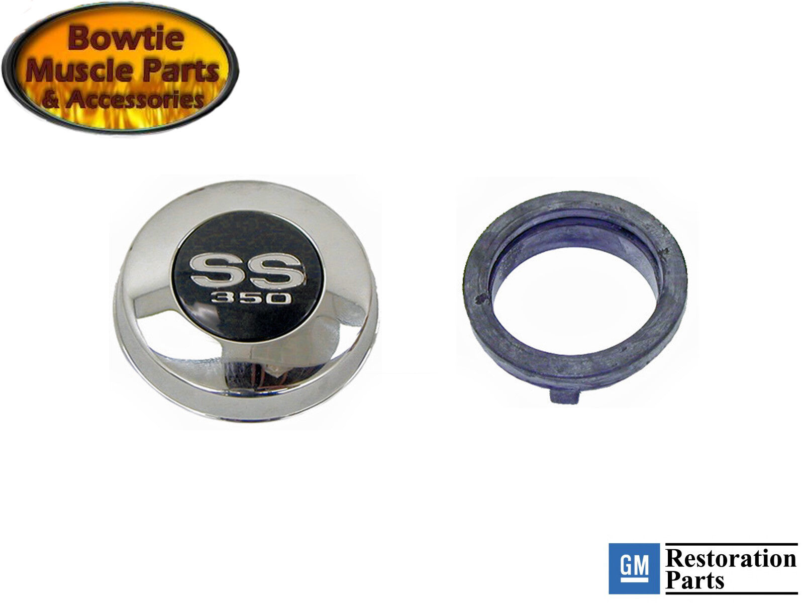 1967 67 CAMARO SS 350 HORN CAP WITH RUBBER MOUNTING RING - CHROME