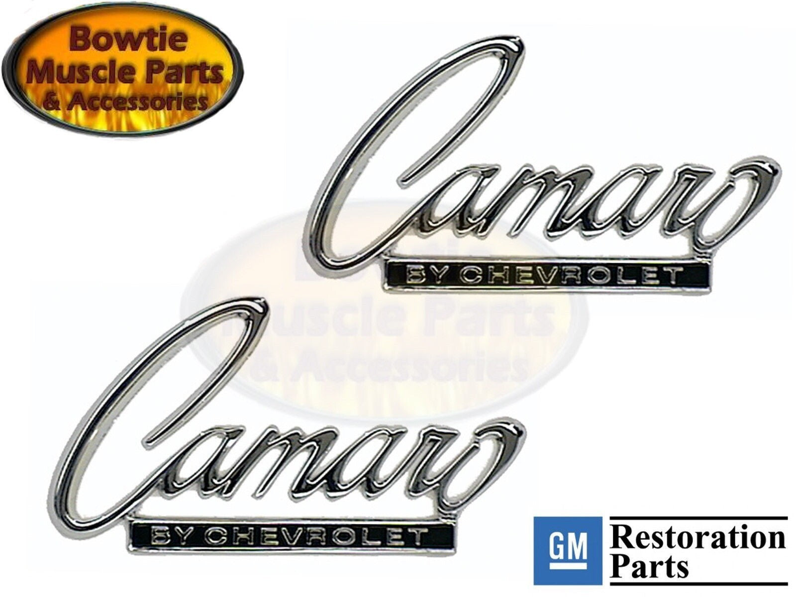 68 69 Camaro Camaro By Chevrolet Header & Trunk Emblem Pair GM Licensed 3916654