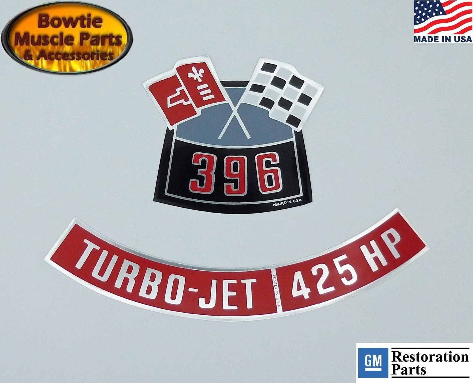 1965 396 425HP Engine Decal Set – Corvette Bel Air Biscayne Impala Spec Hi‑Perf