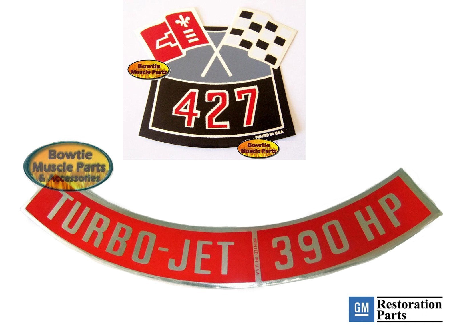 427 390HP Engine Decal Set – 66‑69 Corvette Impala Caprice Fullsize – USA Made