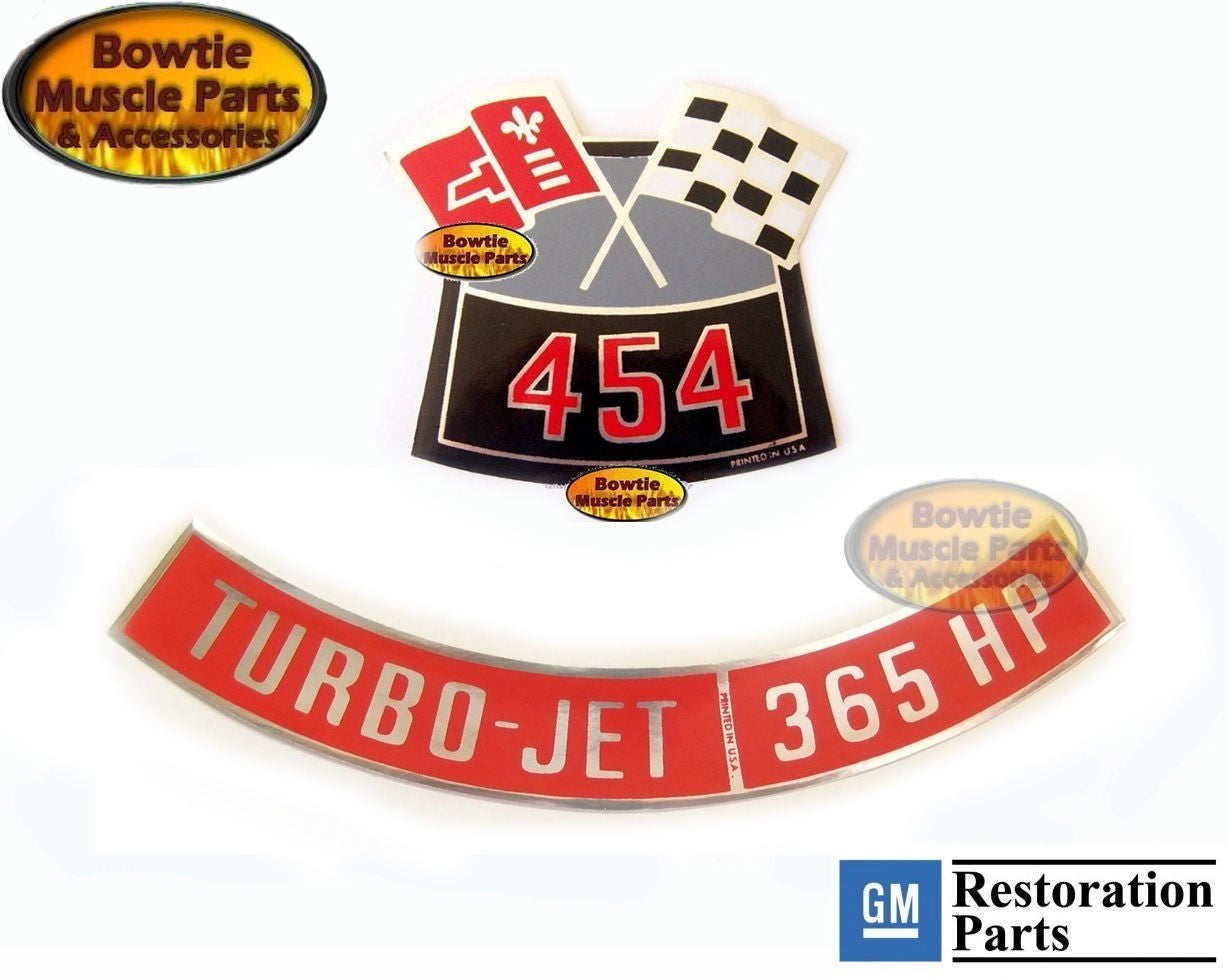 454 365HP Turbo‑Jet Decal Set – 1971 Chevelle Corvette Impala Monte Carlo – Printed USA