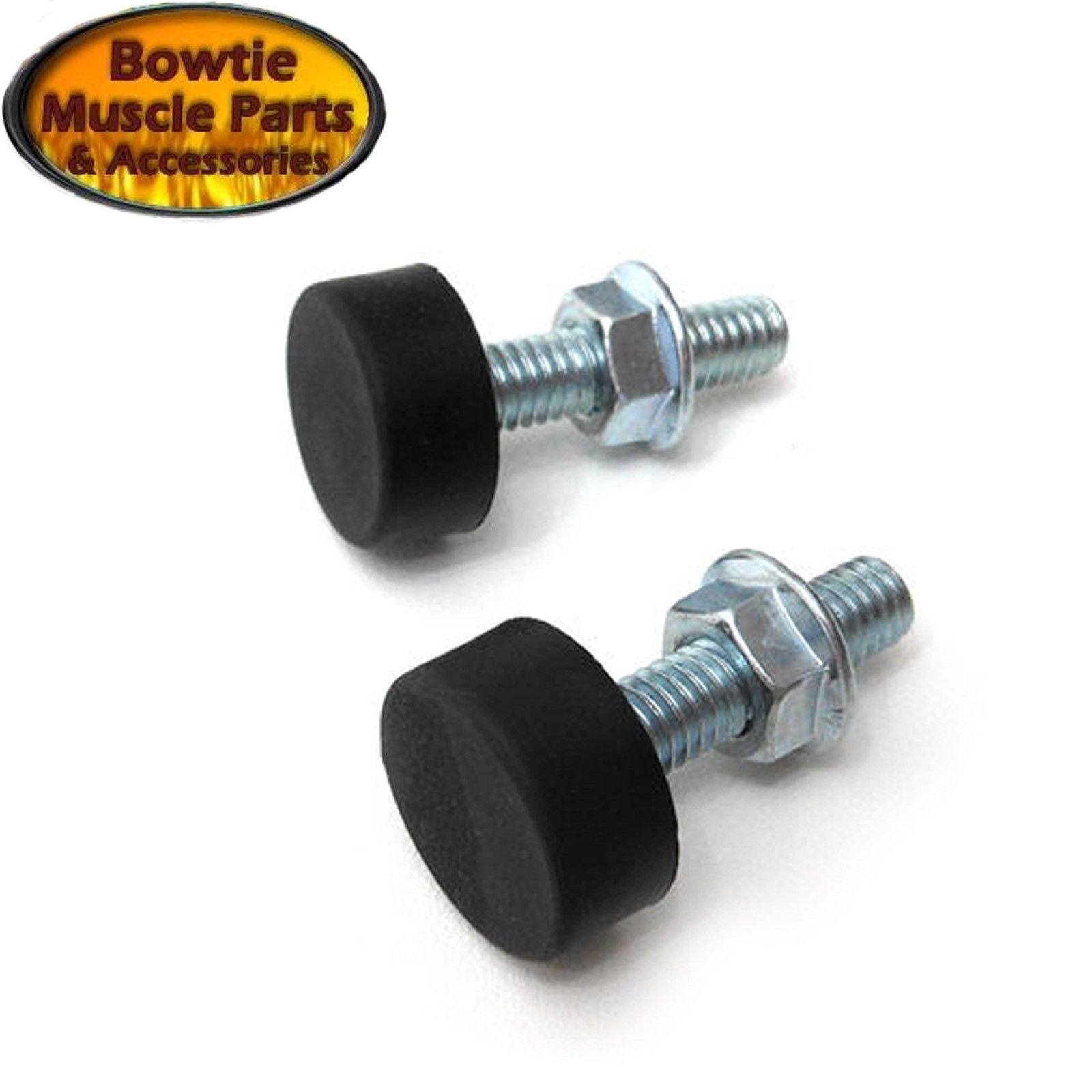 Hood Stop Bolts w/ Nuts & Rubber Bumpers Pair Camaro Chevelle Firebird GM
