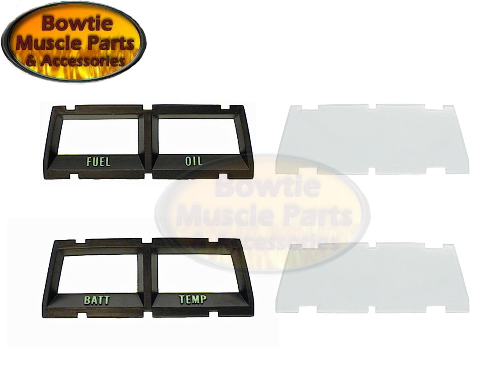 1968–1969 Camaro Console Gauge Lens & Bezel Kit – Fuel/Oil & Batt/Temp – CHQ