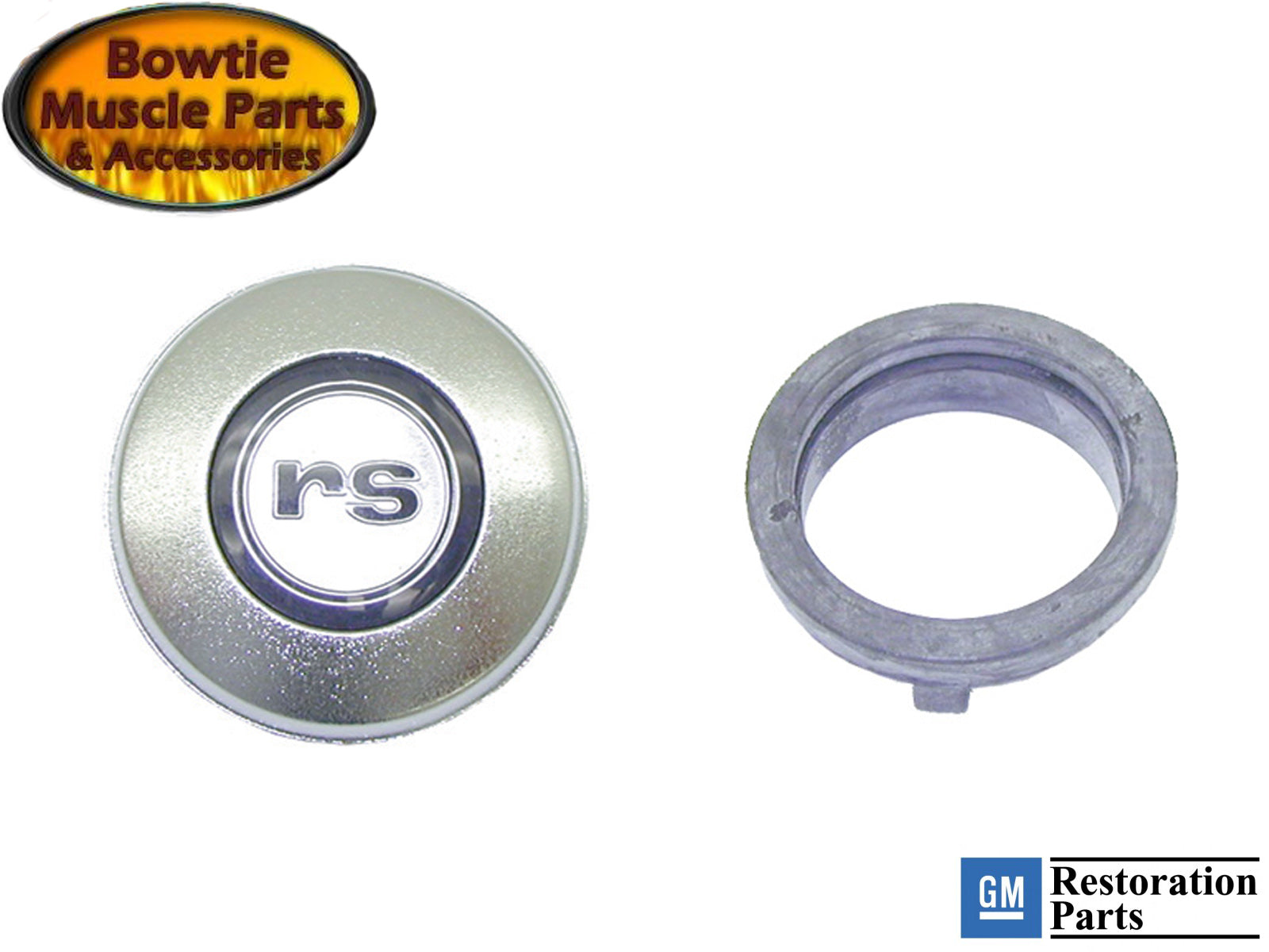 1968 Camaro RS Steering Wheel Horn Cap w/ Mounting Ring – Correct Satin Finish