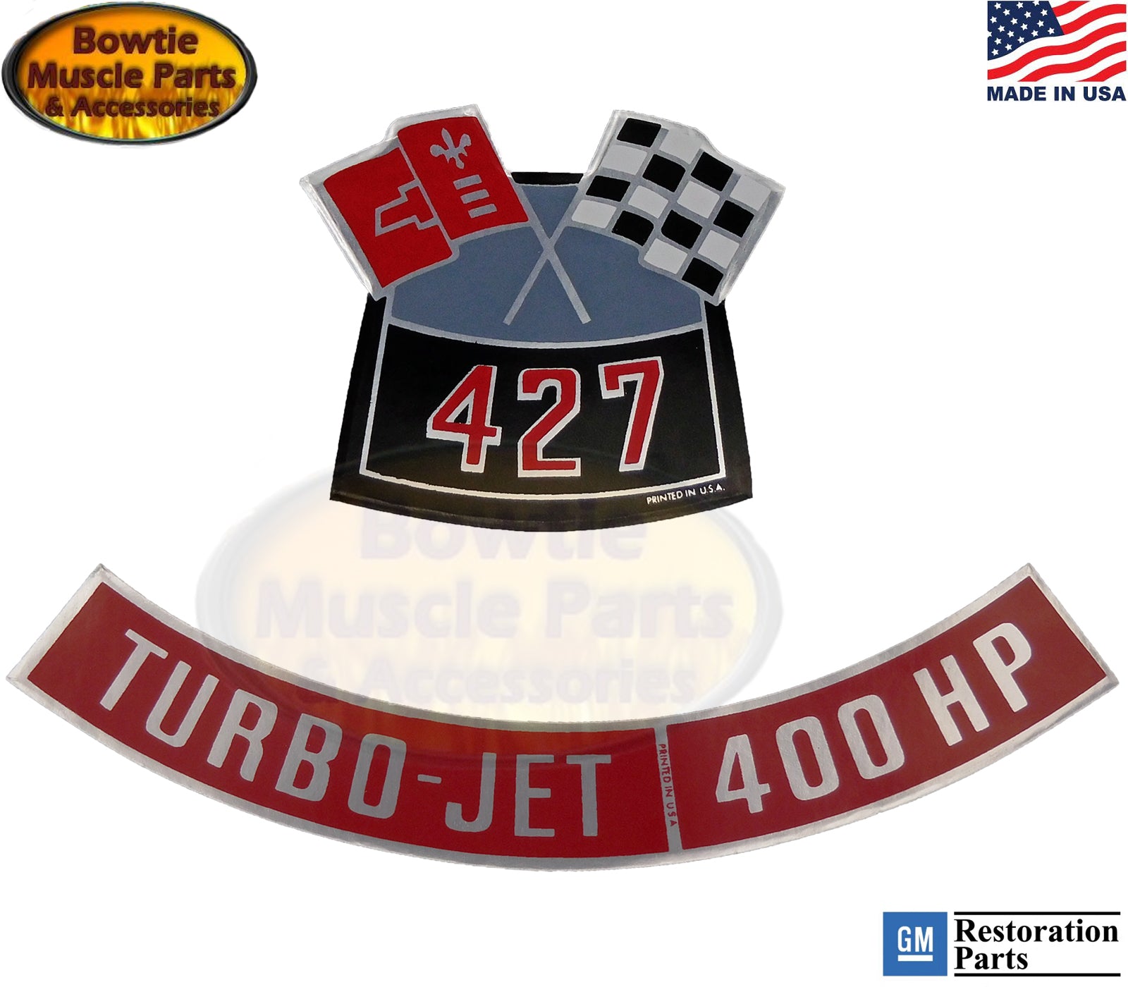 427 Turbo-Jet 400HP Engine Decal Set – 1967–1969 Corvette