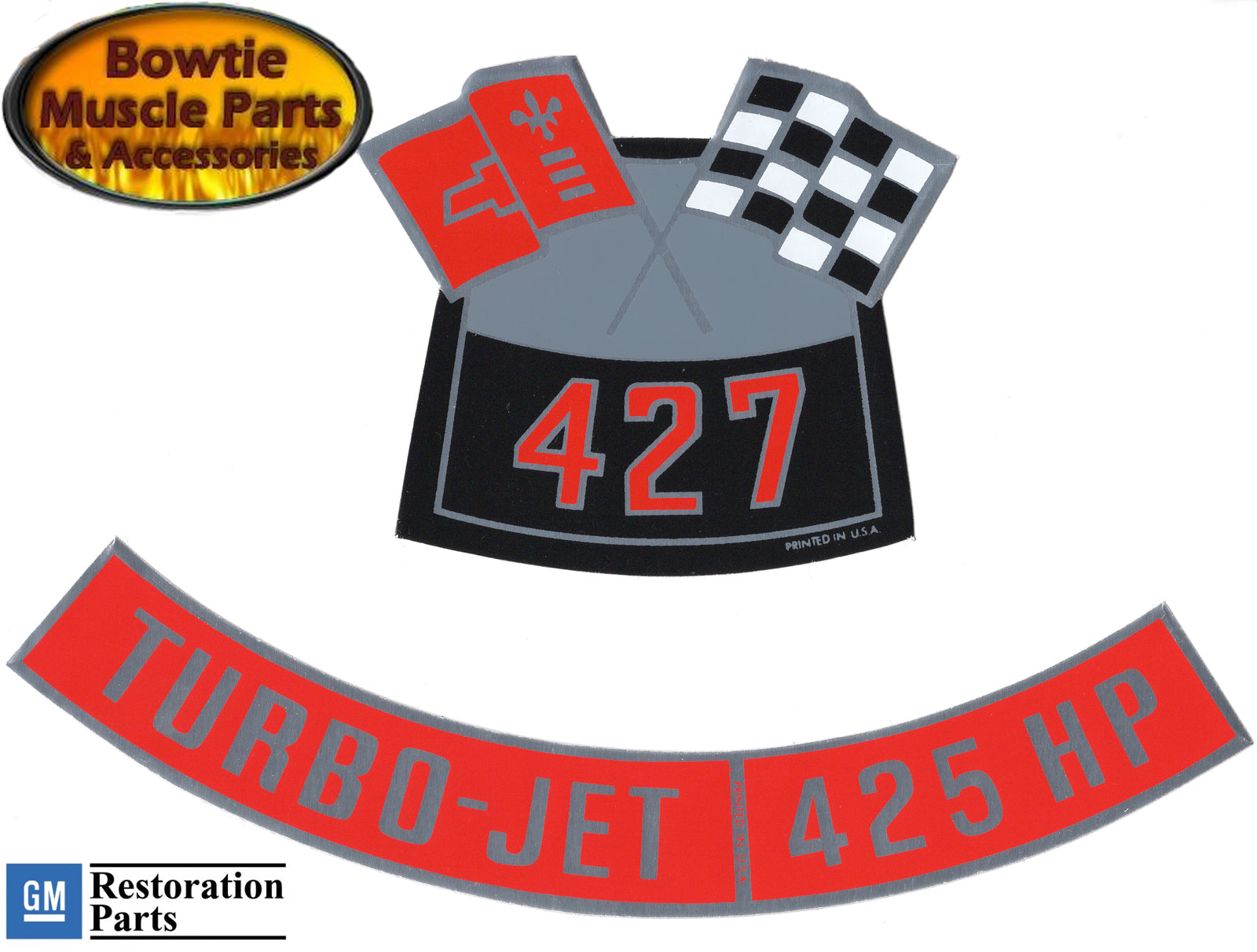 427 425 HP Air Cleaner Decal Set – 1966–1969 Chevy COPO Camaro Chevelle