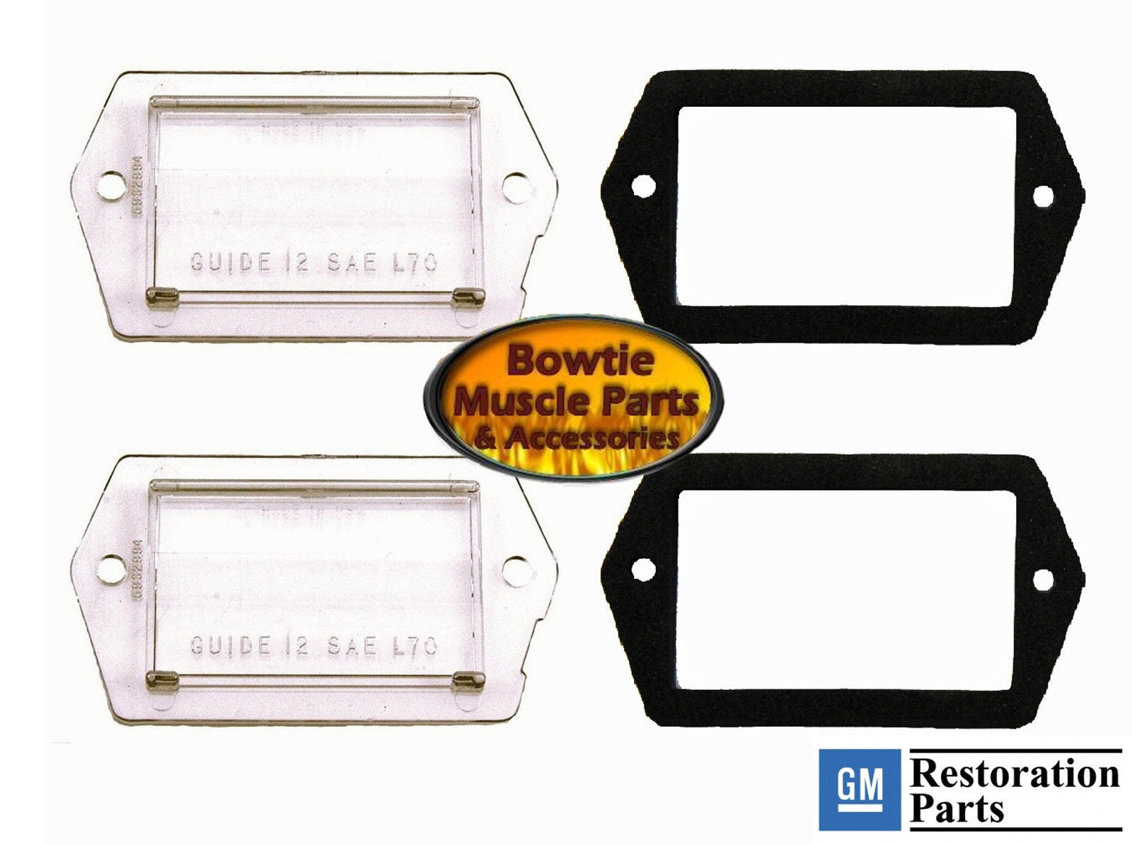 70–73 Camaro License Plate Lamp Lens & Gasket Set Pair GM 5962994 Restoration
