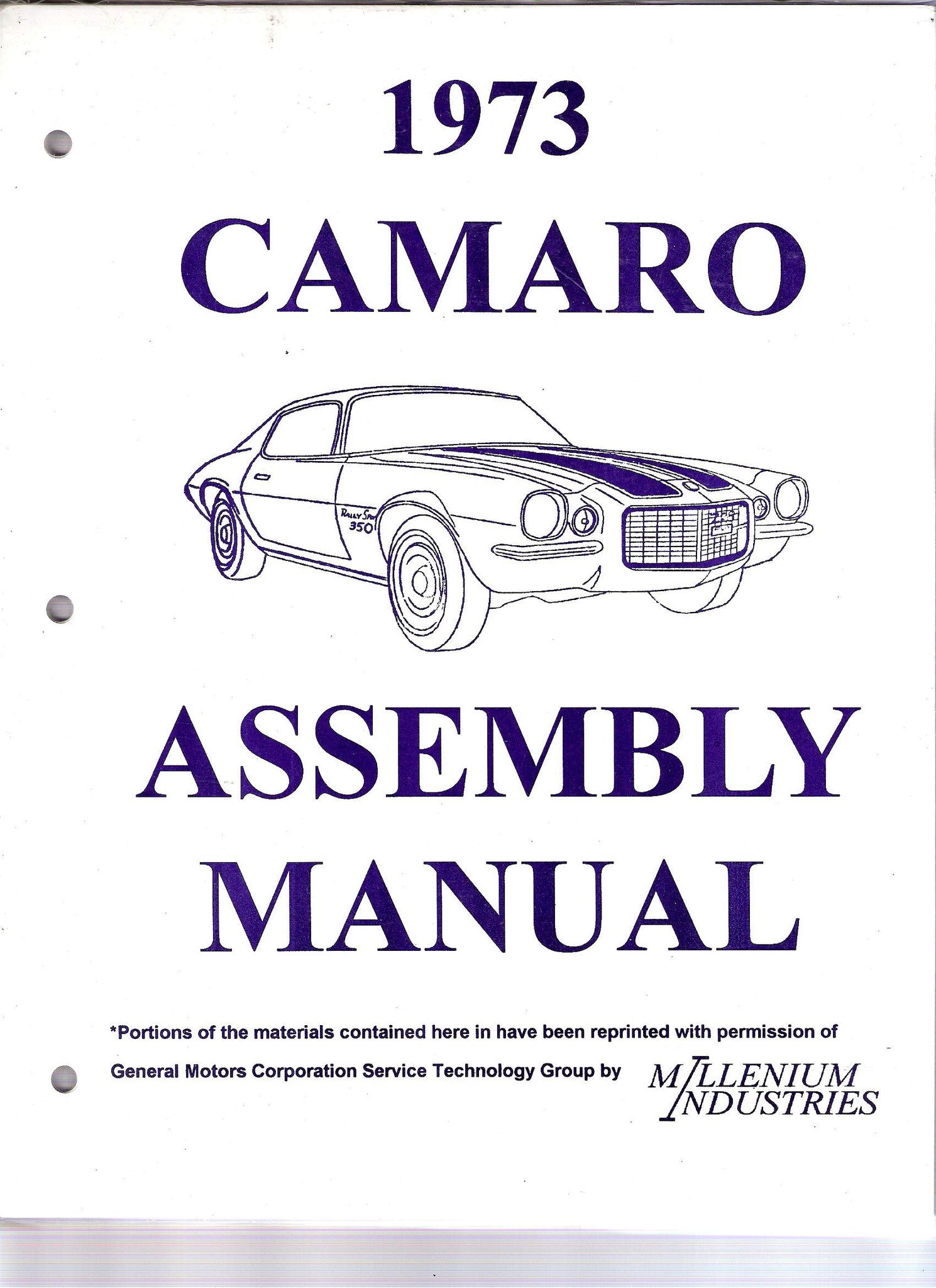 1973 73 Camaro Factory Assembly Manual Z28 SS RS - 386 Pages!