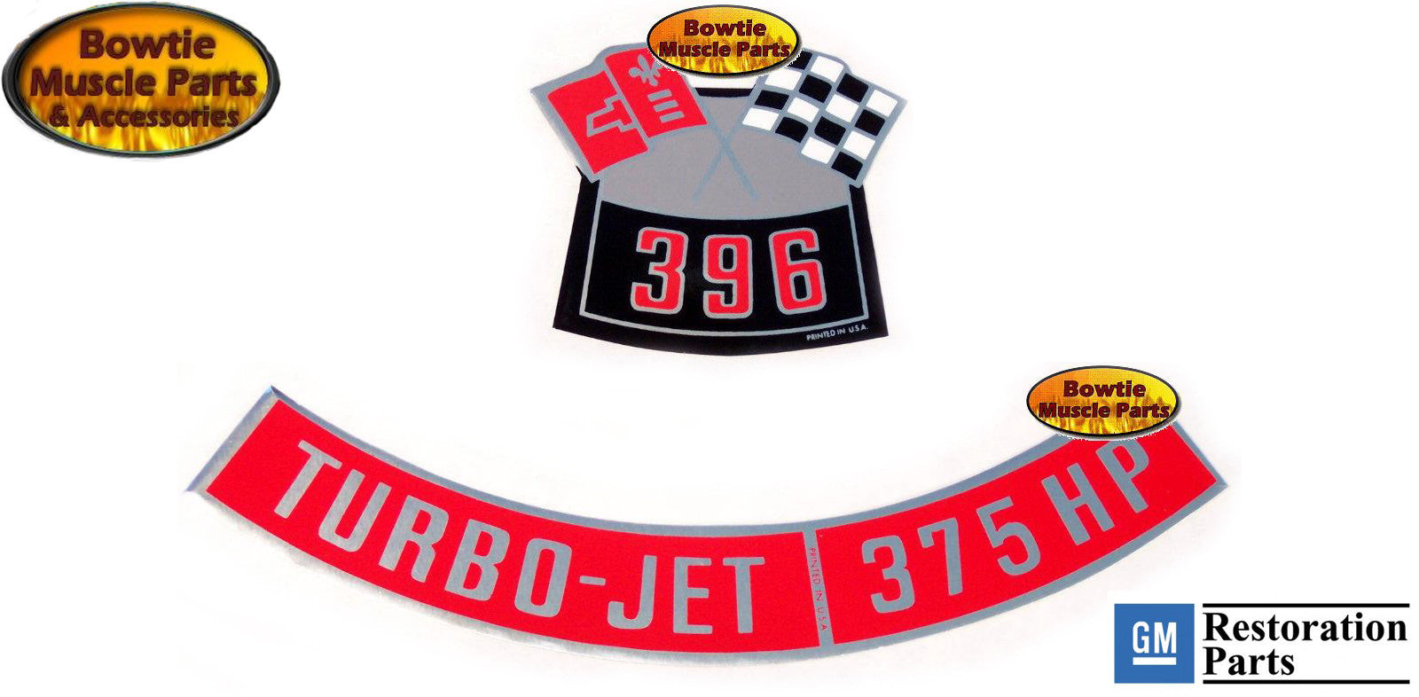 67 68 69 70 CAMARO NOVA L78 396 375HP TURBO-JET ENGINE AIR CLEANER DECAL SET