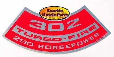 1967 68 1969 69 CAMARO 302 290hp TURBO-FIRE ENGINE DECAL Z28 DZ MO