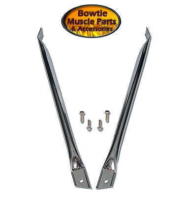 67 68 69 CAMARO FIREBIRD CHROME RADIATOR FENDER SUPPORT BARS - EXCELLENT QUALITY