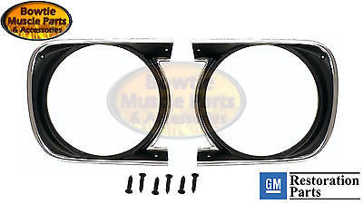 1968 68 CAMARO STD HEADLIGHT HEADLAMP BEZELS BEZEL WITH SCREW STRIM SS Z28 PAIR