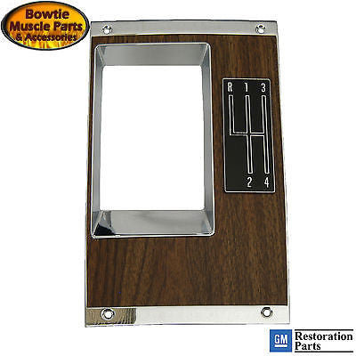68 CAMARO SHIFT PLATE CORRECT WALNUT WOOD MANUAL TRANS 4-SPEED WITH CONSOLE