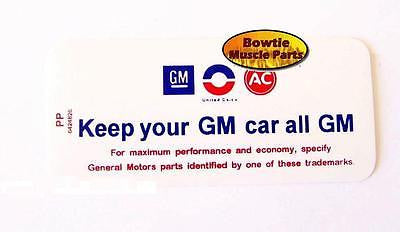 68 69 70 71 72 CAMARO CHEVELLE NOVA AIR CLEANER DECAL KEEP YOUR CAR ALL GM