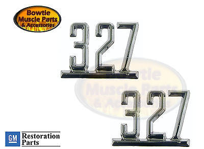 65 66 67 CAMARO CHEVELLE IMPALA NOVA 327 FENDER EMBLEM PAIR