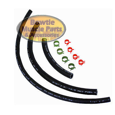 69-74 CHEVELLE CAMARO NOVA 3/8 GAS FUEL HOSE with 1/4 RETURN HOSE CORRECT CLAMPS