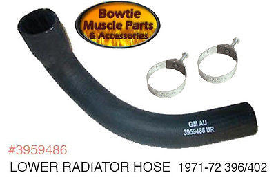 71 72 CAMARO LOWER RADIATOR HOSE GM PART 3959486 w/TOWER CLAMPS 396 402