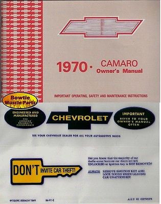1970 70 Camaro Factory Owners Manual with Storage Bag