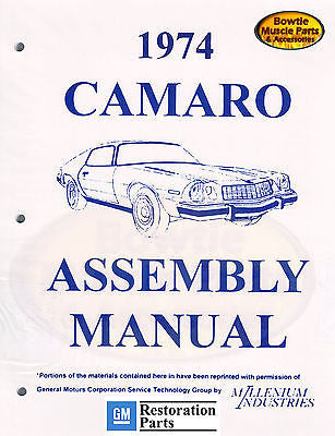 1974 74 Camaro Factory Assembly Manual Book Z28 SS RS TYPE LT