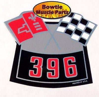 65 66 67 68 69 CHEVELLE CAMARO NOVA IMPALA BIG BLOCK CHEVY 396 CROSS FLAGS DECAL