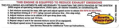1968 68 Camaro Z/28 302 Factory Emissions tune up decal