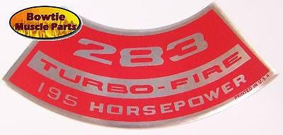 63 64 65 66 67 Impala Caprice Chevelle Nova 283 TURBO-FIRE 195hp Engine Decal