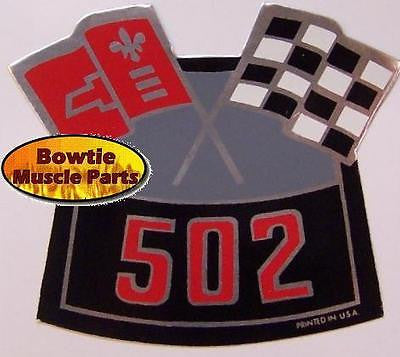 BIG BLOCK CHEVY 502 CROSSED FLAGS AIR CLEANER DECAL